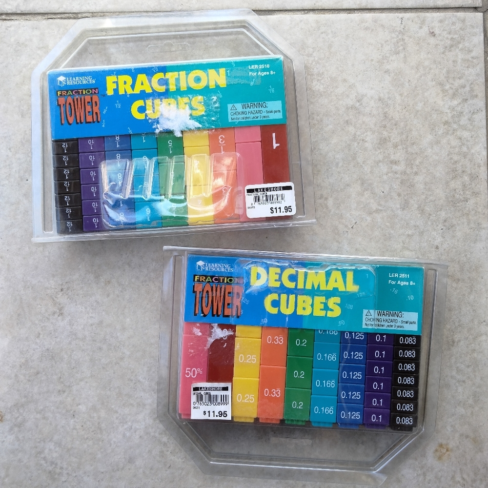 NEW Learning Resources Fraction Tower Fraction Cubes & Decimal Cubes For Ages 8+